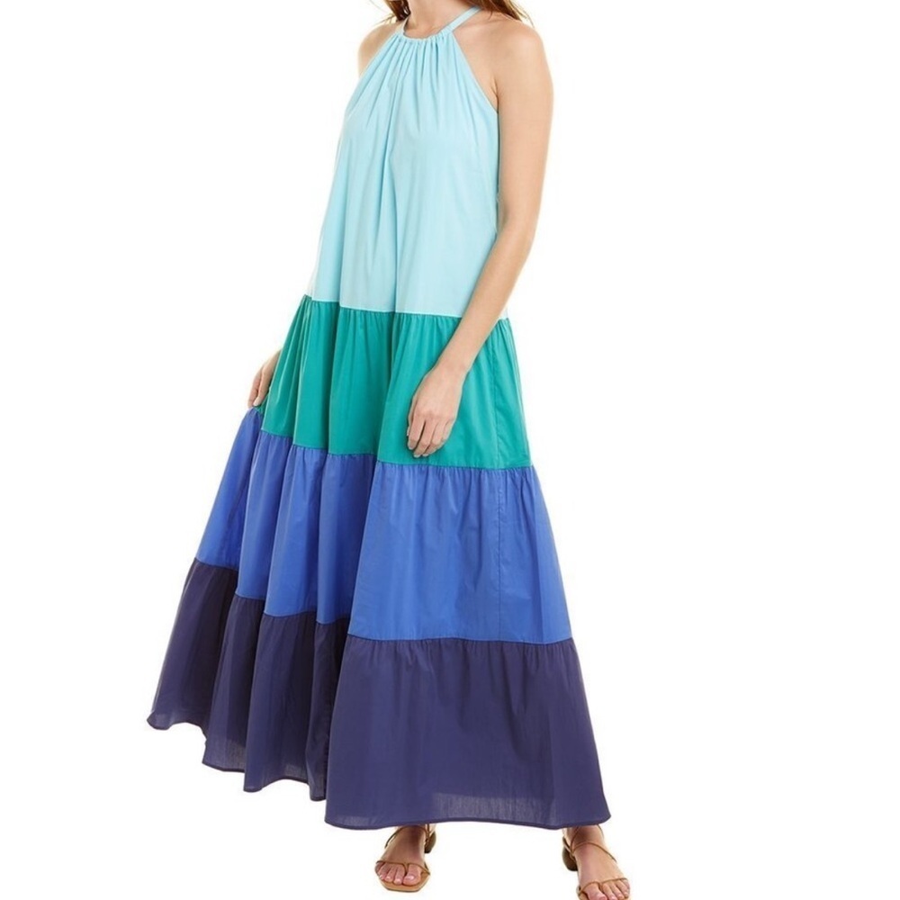 Johnny Was Zara Color Block Tiered Maxi Dress